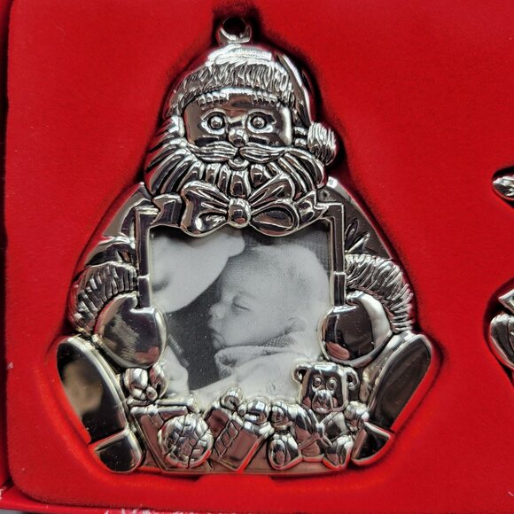 Gorham Set Of 3 Silver Plated Christmas Photo Frame Ornaments Holiday Decor - Picture 7 of 9